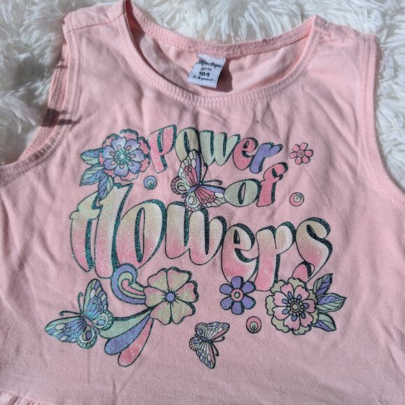 Pink "Power of Flowers" Girls Summer Dress – Sleeveless & Cute 3T 6/7 - Picture 2 of 5